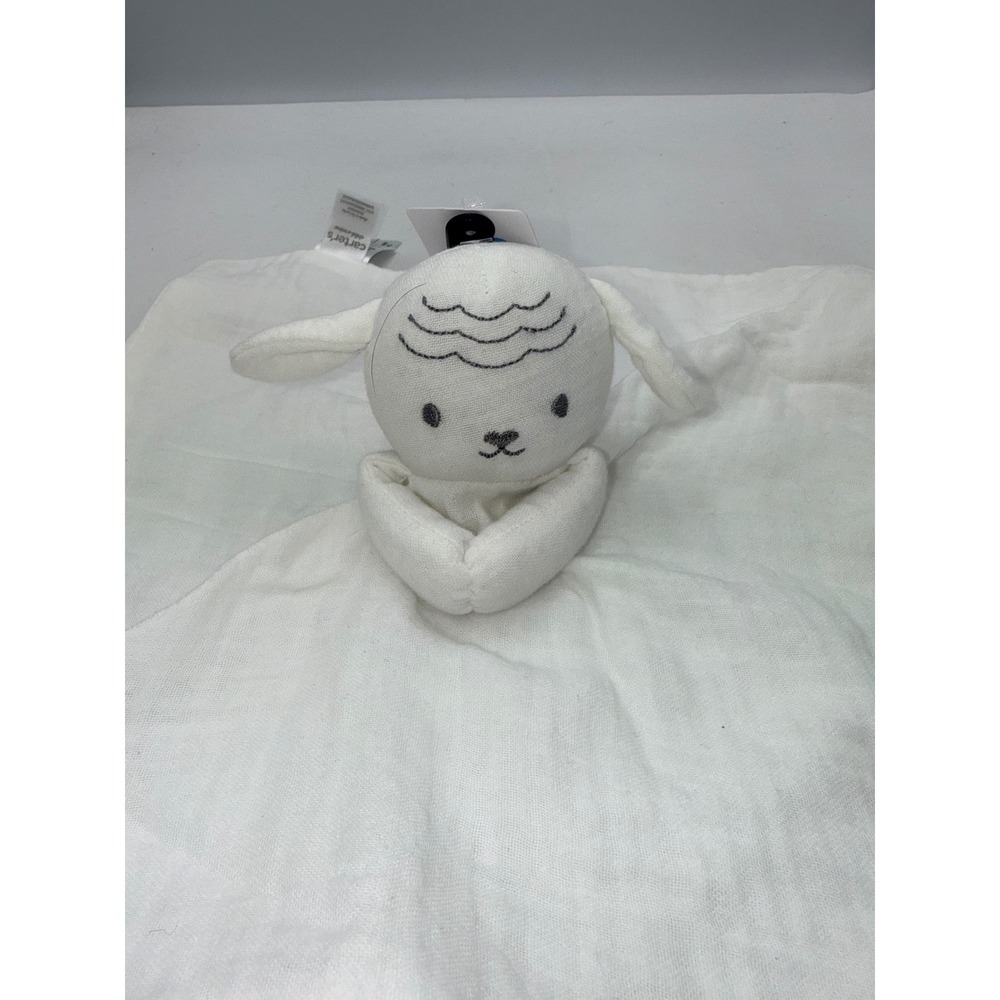 Carter's‎ Lamb Security Blanket Kids White New Muslin Lovey Plush Animal